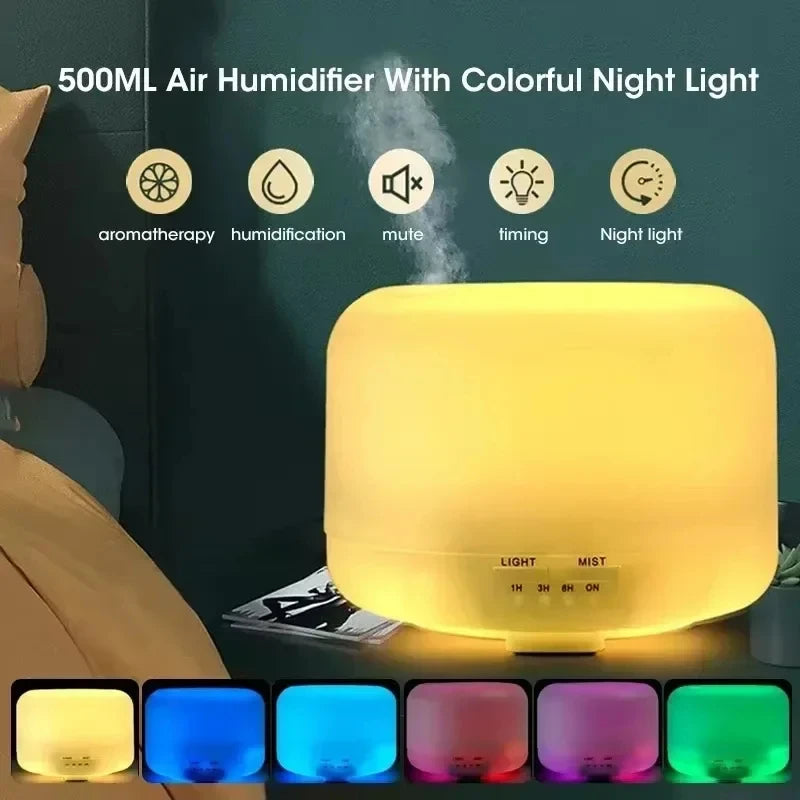 500ml USB Wood Grain Aroma Diffuser & Mini Humidifier