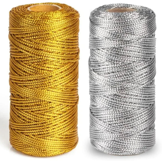 1.5mm Metallic Macrame Cord 100M – Gold & Silver Craft Rope Metallic Macrame Cord Peaceful Pleasures Health and Wellness
