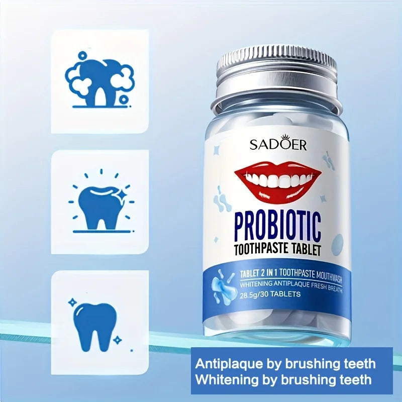 Probiotics Solid Toothpaste, Deeply Cleaning, Fresh Breath, Cleans Dirt, Suitable for Travel 28.5g(1.01oz)-1 Bottle Peaceful Pleasures Health and Wellness