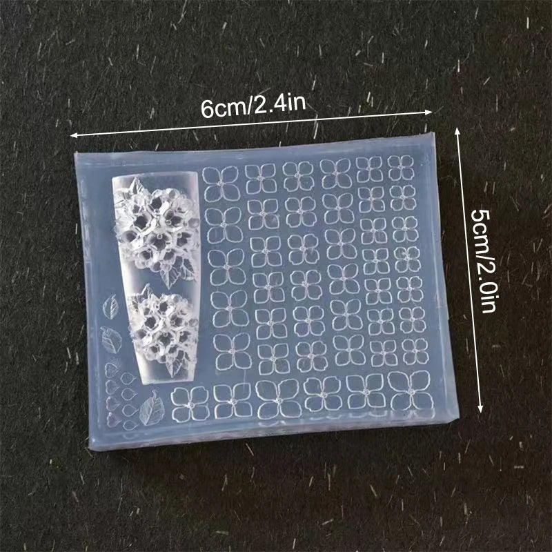 Hydrangea 3D Nail Art Carving Mold Silicone Petal Soft Stamping Plates High Transparency DIY Design Manicure Decor Tools Peaceful Pleasures Health and Wellness one size