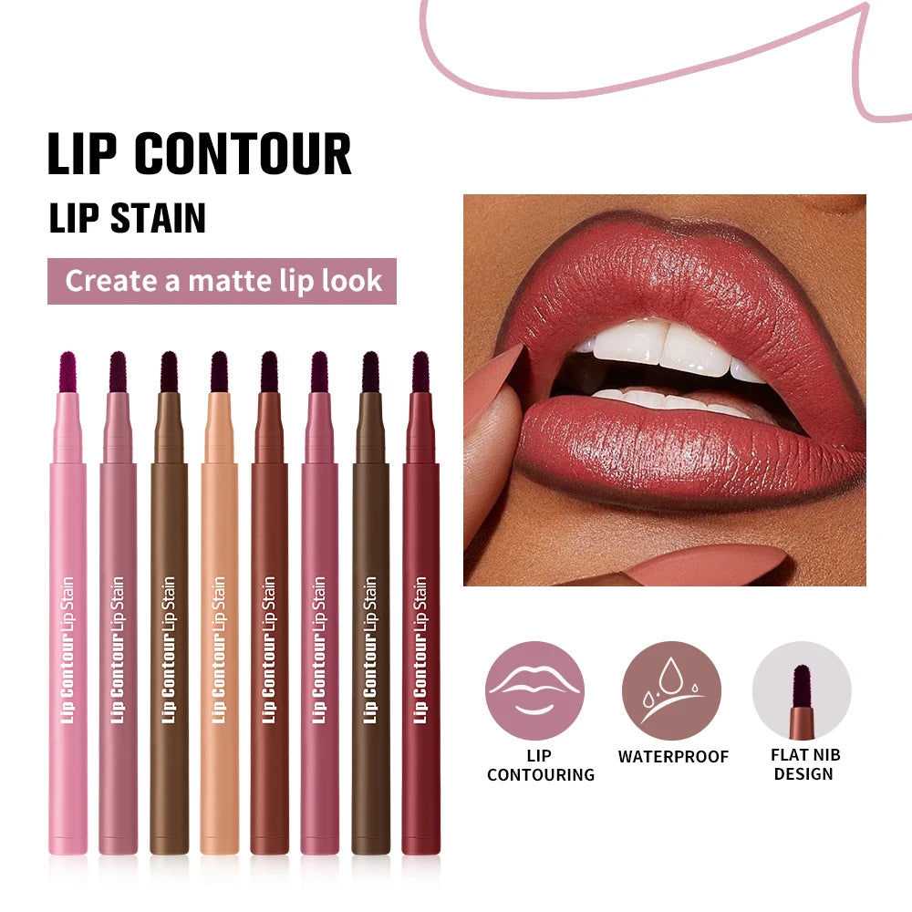 Waterproof 2 In 1 Lip Stain And Liner Pen Long Lasting Smudge Proof Kiss Proof Transfer Resistant 8 Colors Makeup Lip Pencil Peaceful Pleasures Health and Wellness