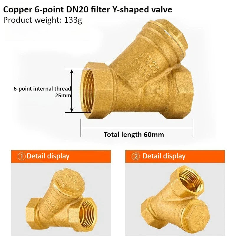 Brass Y-Strainer Filter Ball Valve BSP DN15–DN32 Internal Thread