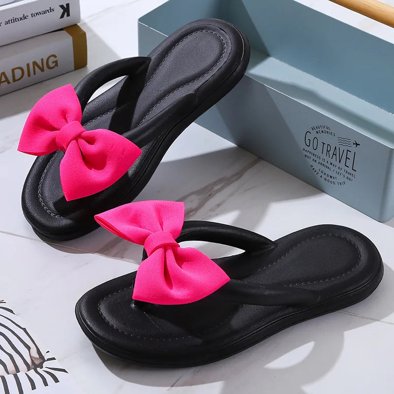 Women's Bowtie Cloud Slippers | Soft EVA Flat Sandals & Slides