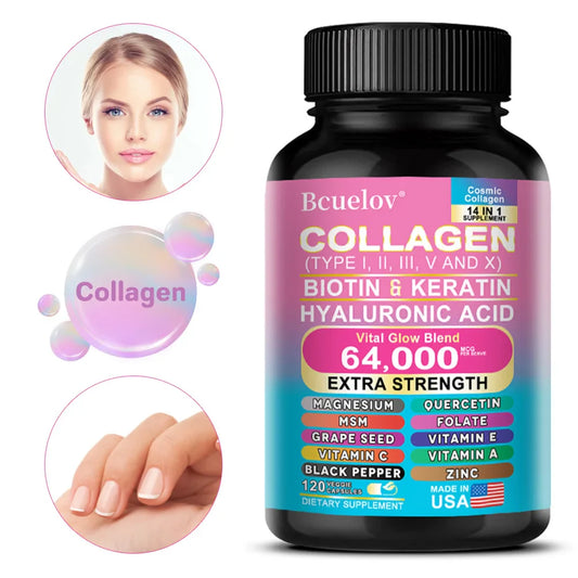 Bcuelov 14-in-1 Collagen Peptide Capsules | Skin Hair Nails Collagen Supplement Oasis Select