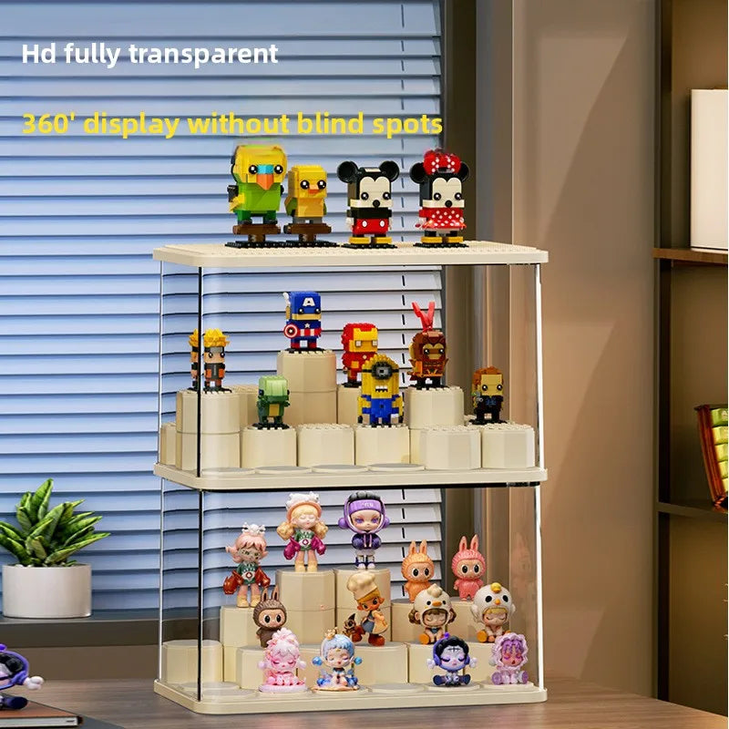 Modular Blind Box Display Case - Clear Dust-Proof Showcase for Anime Figures Customizable DIY Shelving System Multi-Size Options Peaceful Pleasures Health and Wellness