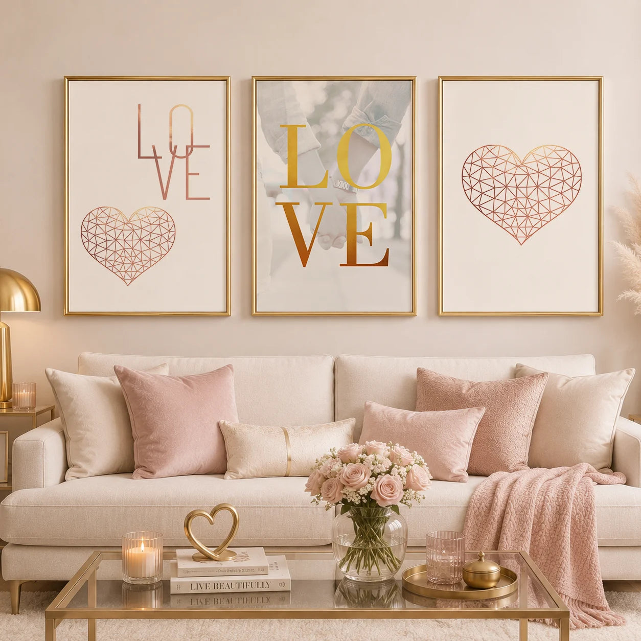 Nordic Love Heart Canvas Wall Art | Minimalist Couples Decor Canvas Wall Art Peaceful Pleasures Health and Wellness