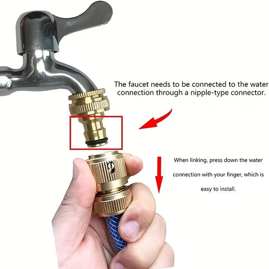 Brass Garden Hose Connectors – 2-in-1 Spray Nozzle Adapter Set of 2 Hose Connector Adapter Peaceful Pleasures Health and Wellness