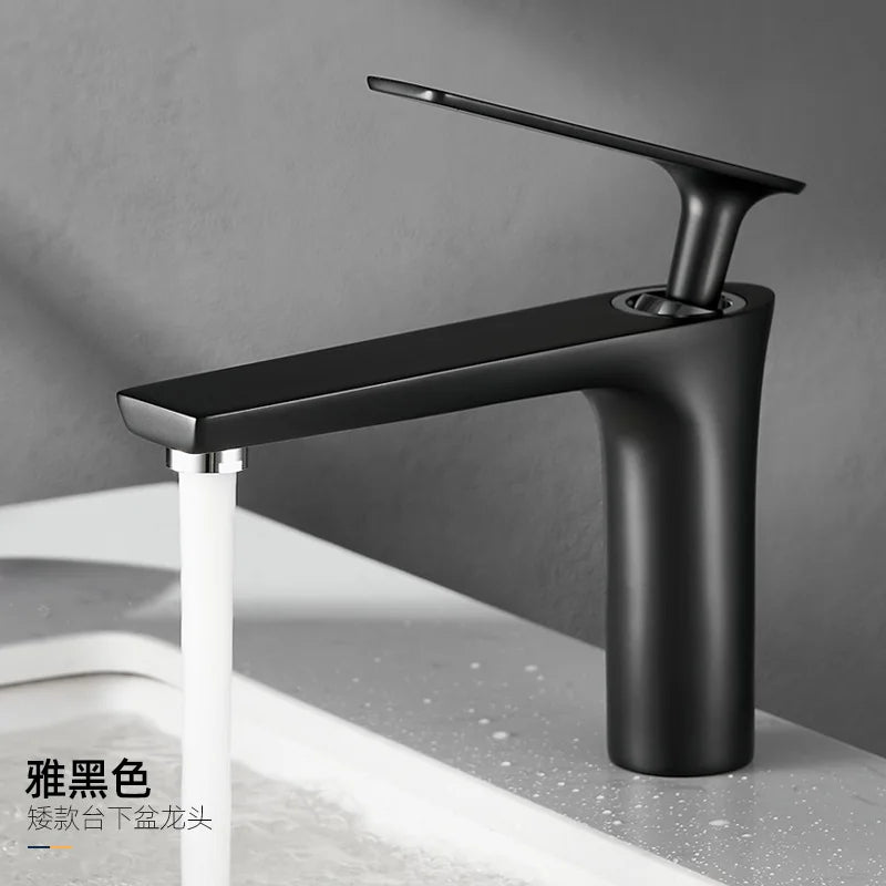 Black Gold Brass Basin Faucet | Single Handle Hot & Cold Tap