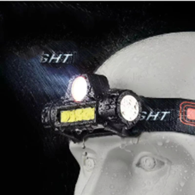 Led Mini Headlamp Strong Light Multi-functional Dual Light Source Magnetic Attraction Outdoor Usb Charging Fishing Peaceful Pleasures Health and Wellness