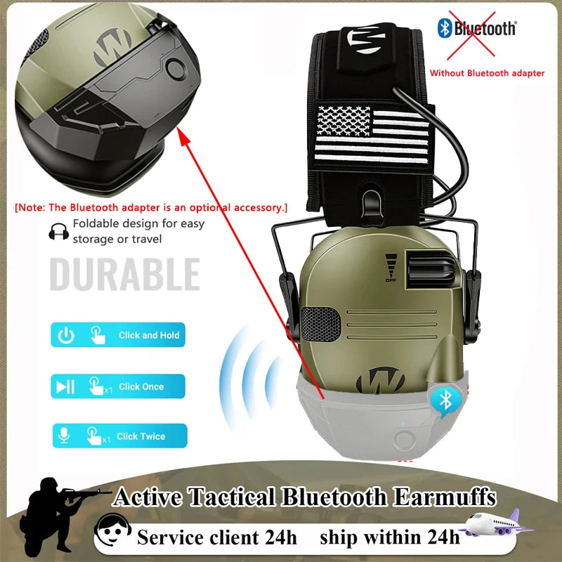 Electronic Shooting Earmuff reduce noise to protect hearing train tactical headphones to strengthen human voice Headset Foldable Peaceful Pleasures Health and Wellness