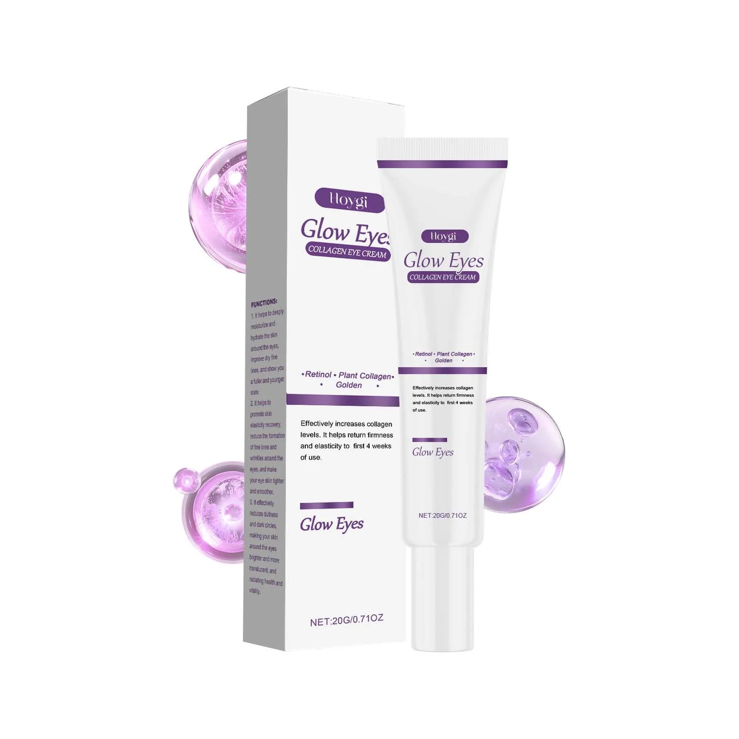 Hoygi Collagen Eye Cream Fade Fine Lines Eye Bags Remover Puffiness Anti Dark Circles Moisturizing Firming Nourishing Eye Care Peaceful Pleasures Health and Wellness