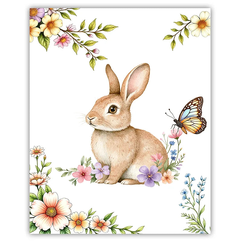 Custom Name Nursery Canvas Wall Art – Animals & Wildflowers Personalized Canvas Print Peaceful Pleasures Health and Wellness 04 50x70cm NoFrame China Mainland