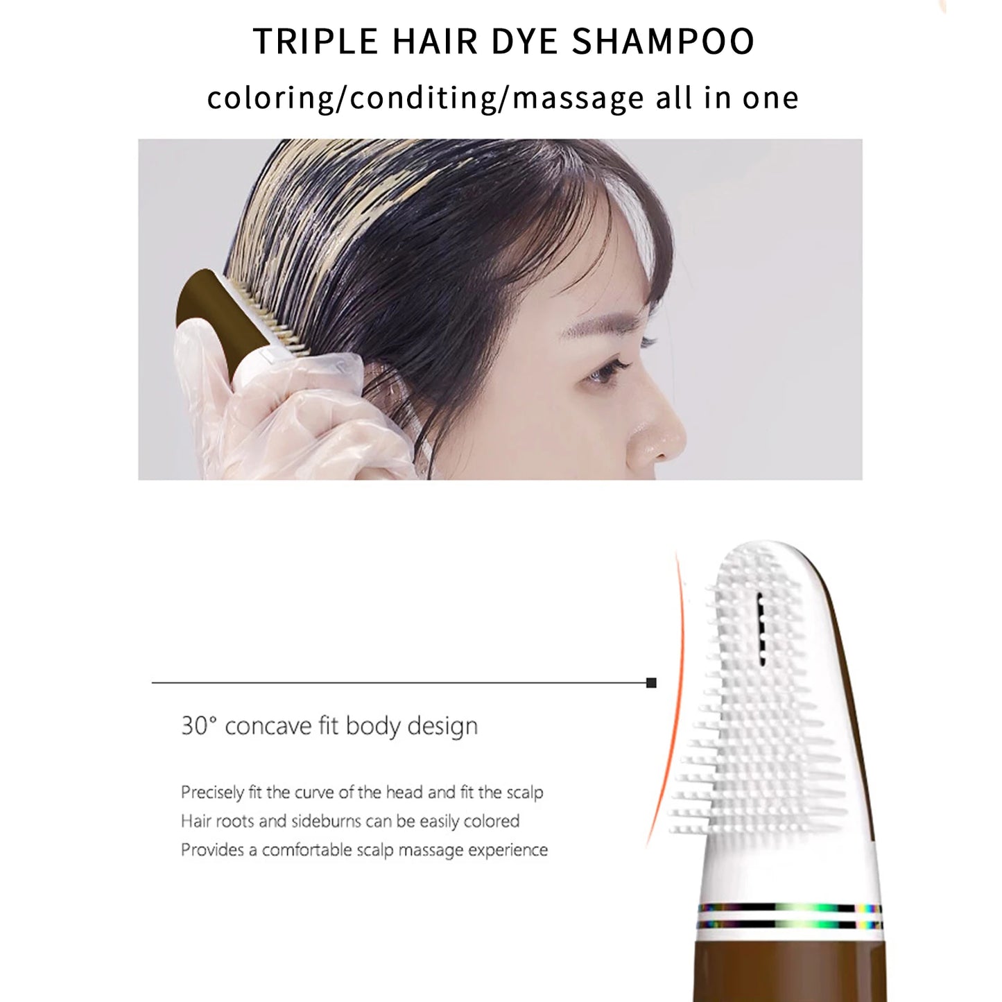 2 Pcs Unisex Hair Dye Shampoo with Hair Brush Peaceful Pleasures Health and Wellness