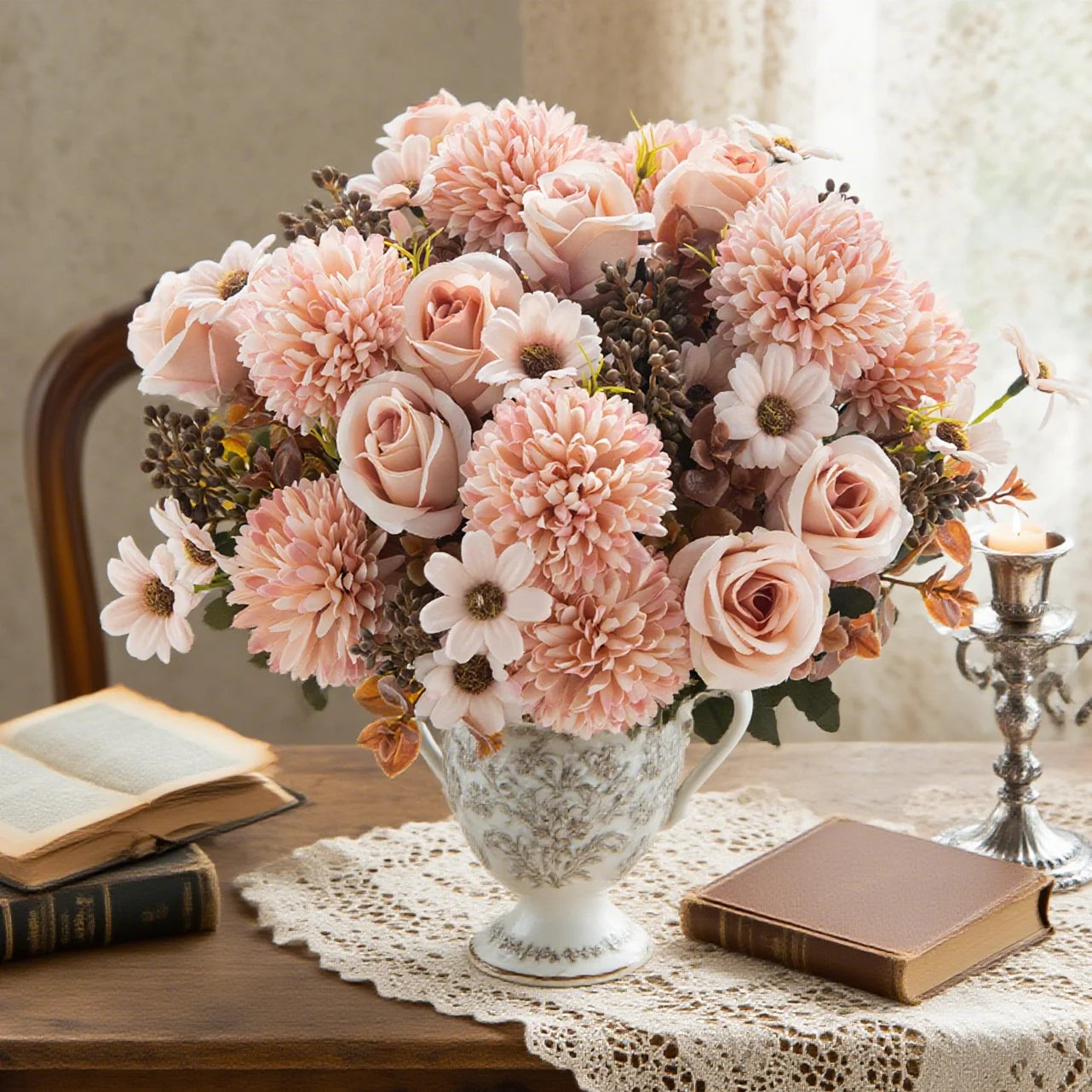 Artificial Silk Rose Bouquet – Wedding & Home Décor Flowers