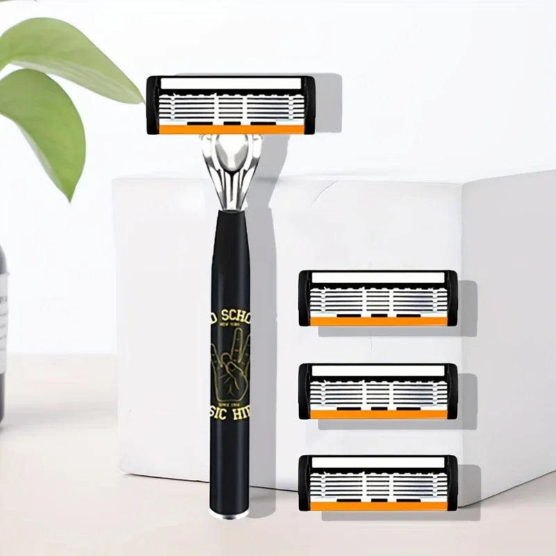 6-Layer Stainless Steel Manual Razor | Reusable Wet Shaver