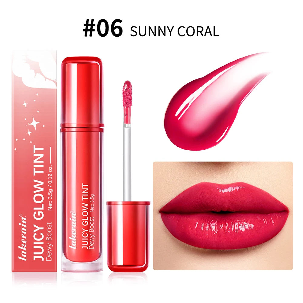 Waterproof Lip Gloss Long Lasting Moisturizing Halo Dyeing Mirror Glass Shine Color Cosmetics Care Oil Plumper Peaceful Pleasures Health and Wellness 6Sunny Coral
