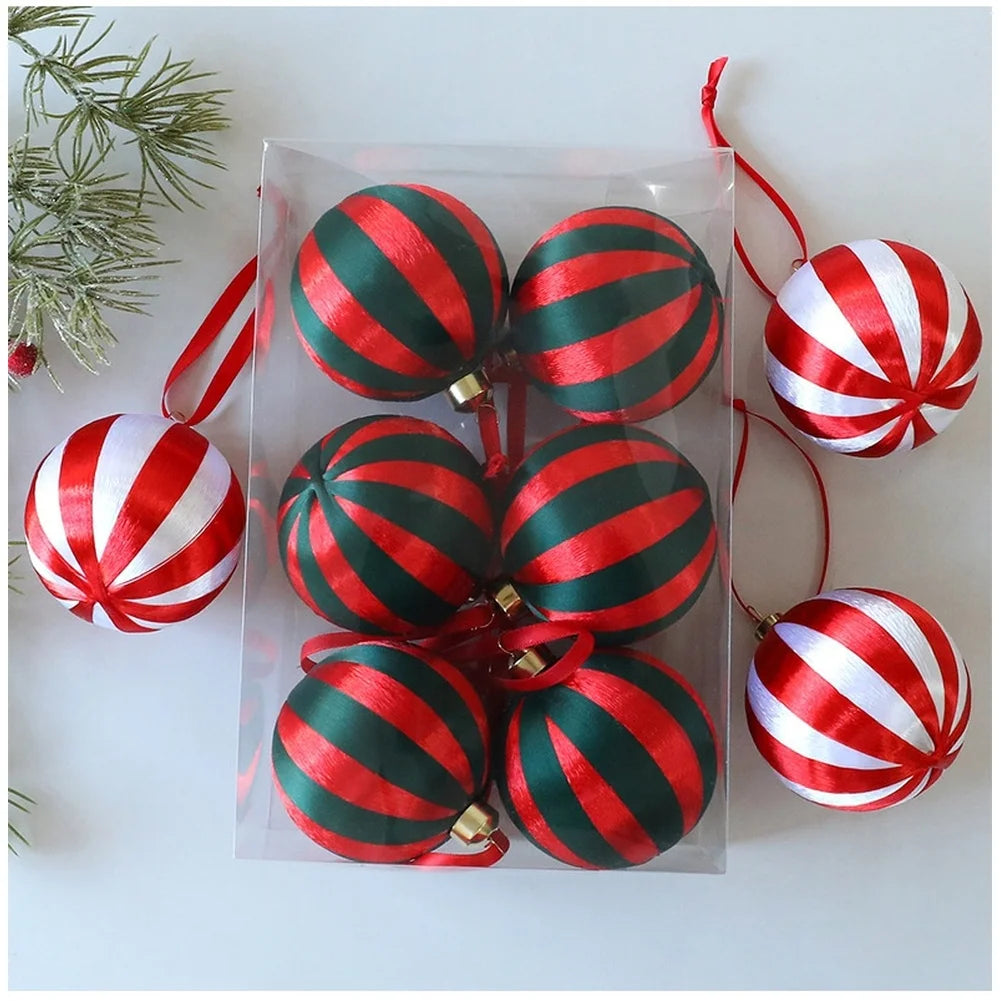 Christmas Tree Ornaments DIY Wrapping Ball Decoration Red Green White