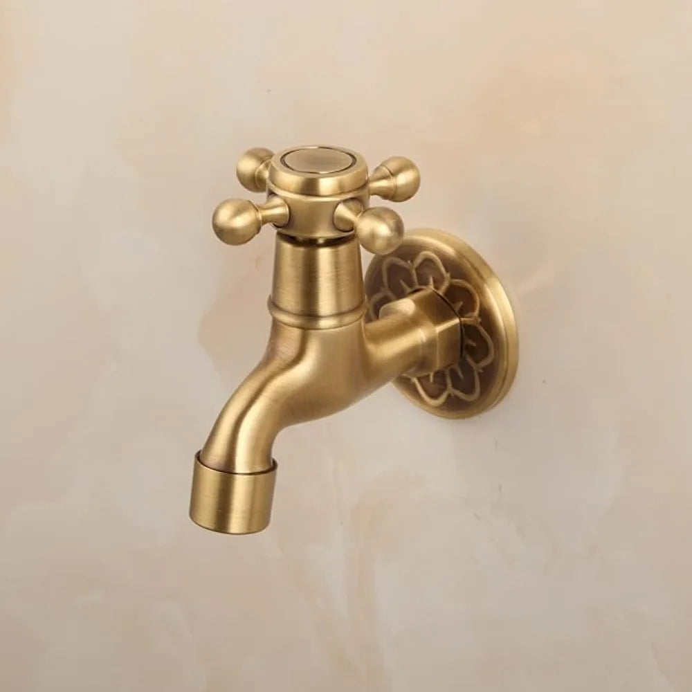 Vintage Solid Brass Single Handle Wall Mount Faucet