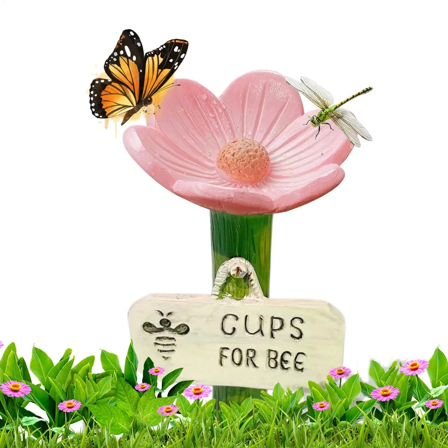 Bee Bath Bowl & Butterfly Pollinator Feeder | Flower Design
