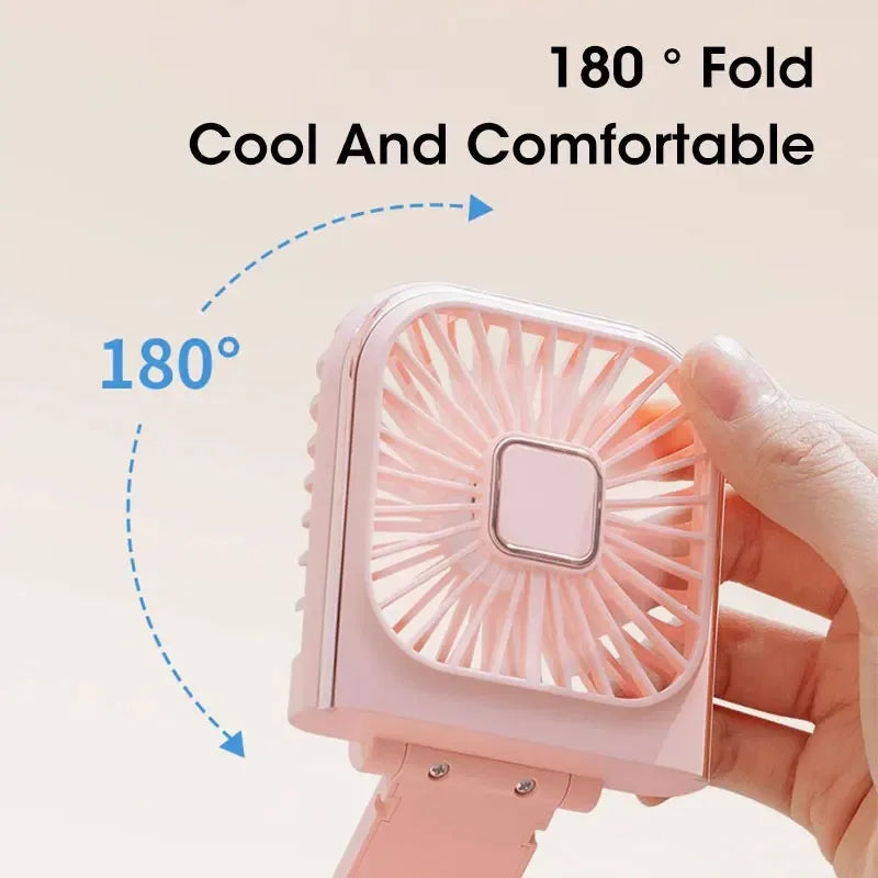 Portable 180° Rotation Neck Fan USB Rechargeable Foldable Mute Cooling Fan with Phone Holder Power Bank Digital Display Peaceful Pleasures Health and Wellness