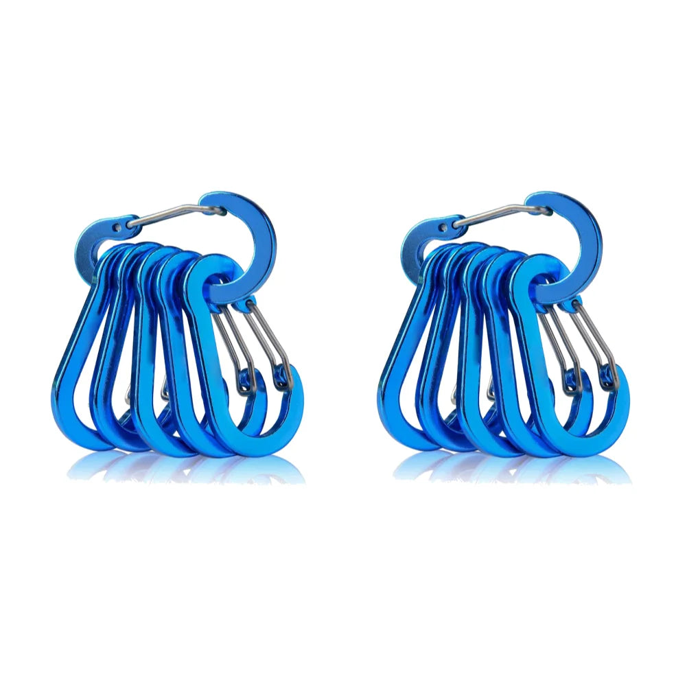 6/12Pcs Aluminum Alloy Carabiner Keychain Outdoor Camping Climbing Hiking Snap Clip Lock Buckle Hook Fishing Accessories Peaceful Pleasures Health and Wellness Royal Blue 12PCS