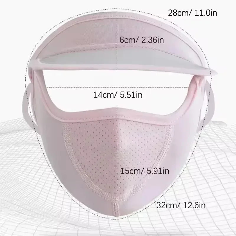 UPF 50+ Ice Silk Sun Protection Face Mask with Brim