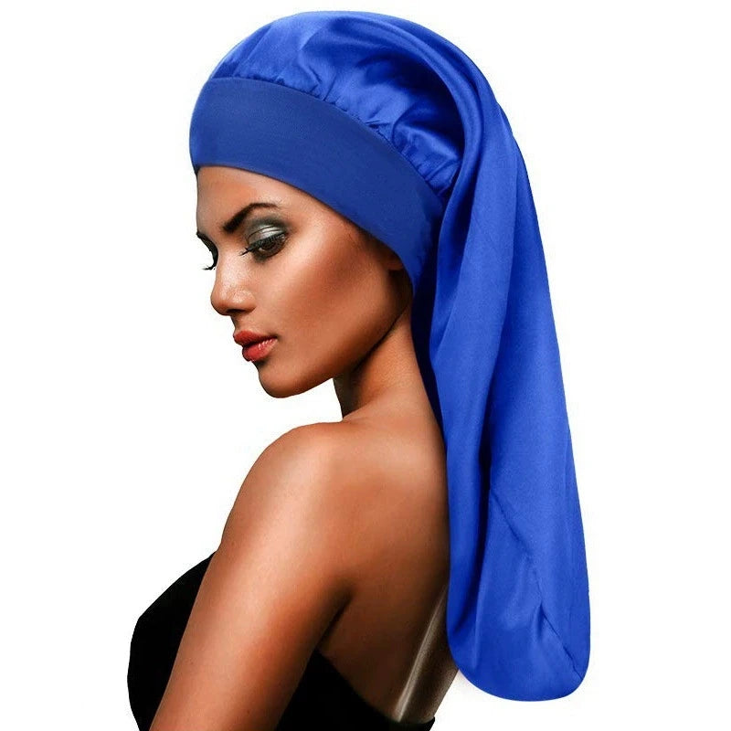 Large Satin Sleep Bonnet | Silky Night Cap with Adjustable Button