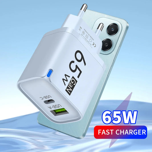 Maerknon 65W GaN Fast Charger USB-C PD & USB-A QC 3.0 Adapter GaN Wall Charger Peaceful Pleasures Health and Wellness