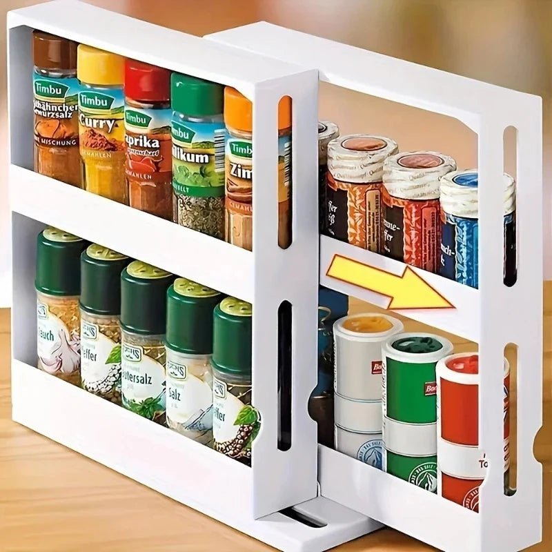2-Tier Rotating Spice Rack – 90° Swivel Countertop Organizer