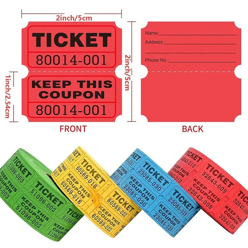 1000pcs Colorful Double Roll Raffle Tickets | Events & Carnivals