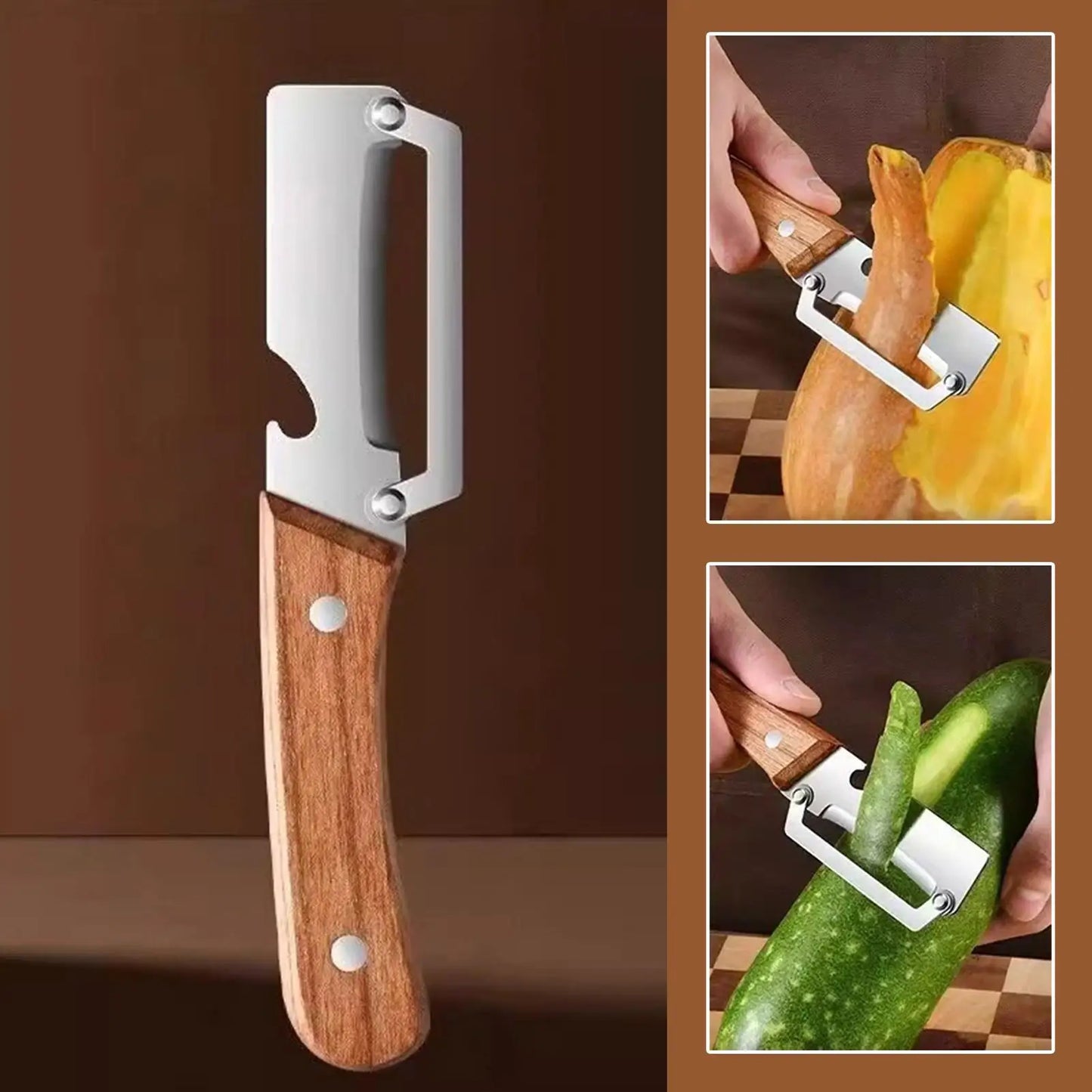 Stainless Steel Fruit & Vegetable Peeler with Wooden Handle Vegetable Peeler Peaceful Pleasures Health and Wellness