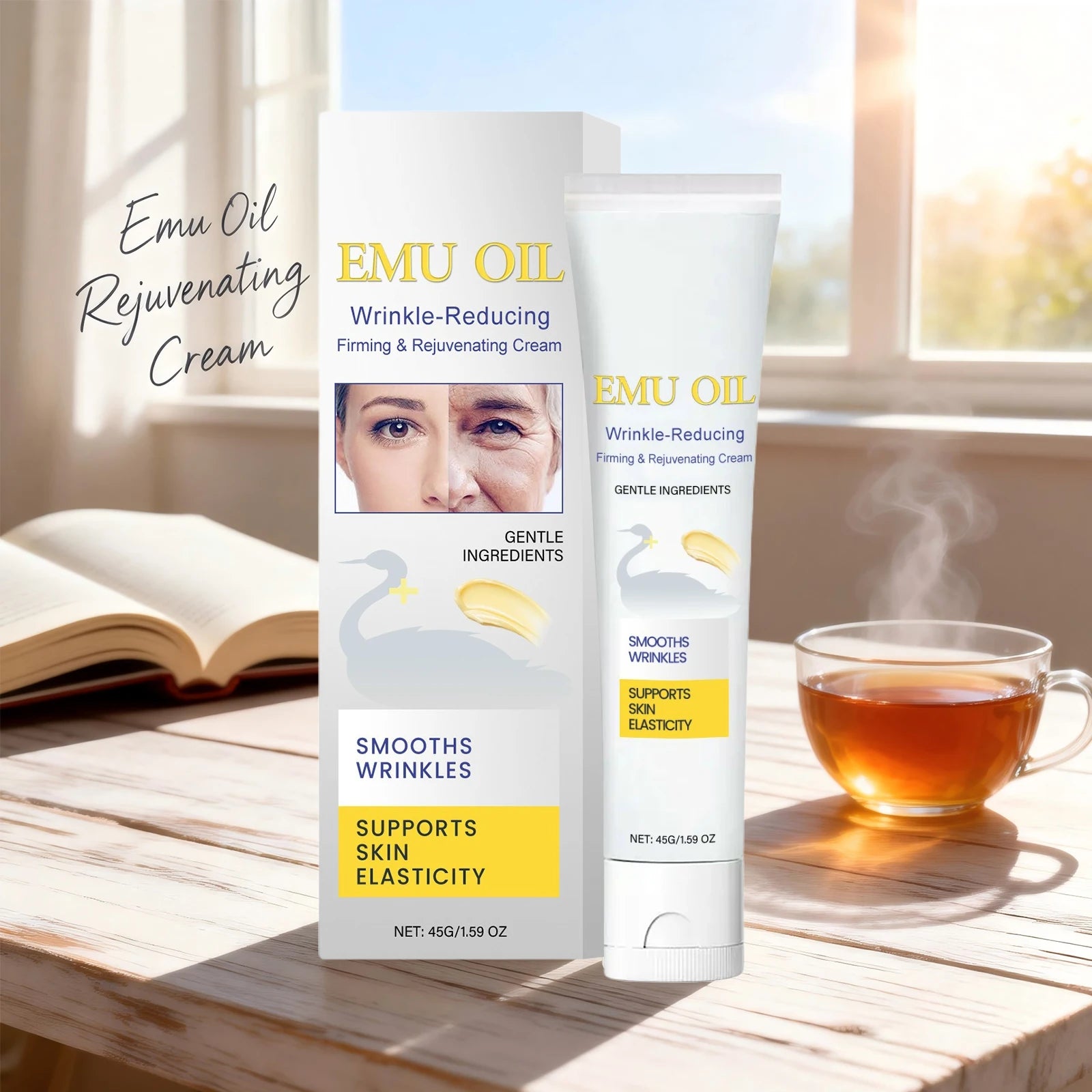 Emu Oil Wrinkle Reducing Cream Firming Lifting Skin Rejuvenating Improve Elasticity Tightening Smoothing Fine Lines Face Care Peaceful Pleasures Health and Wellness