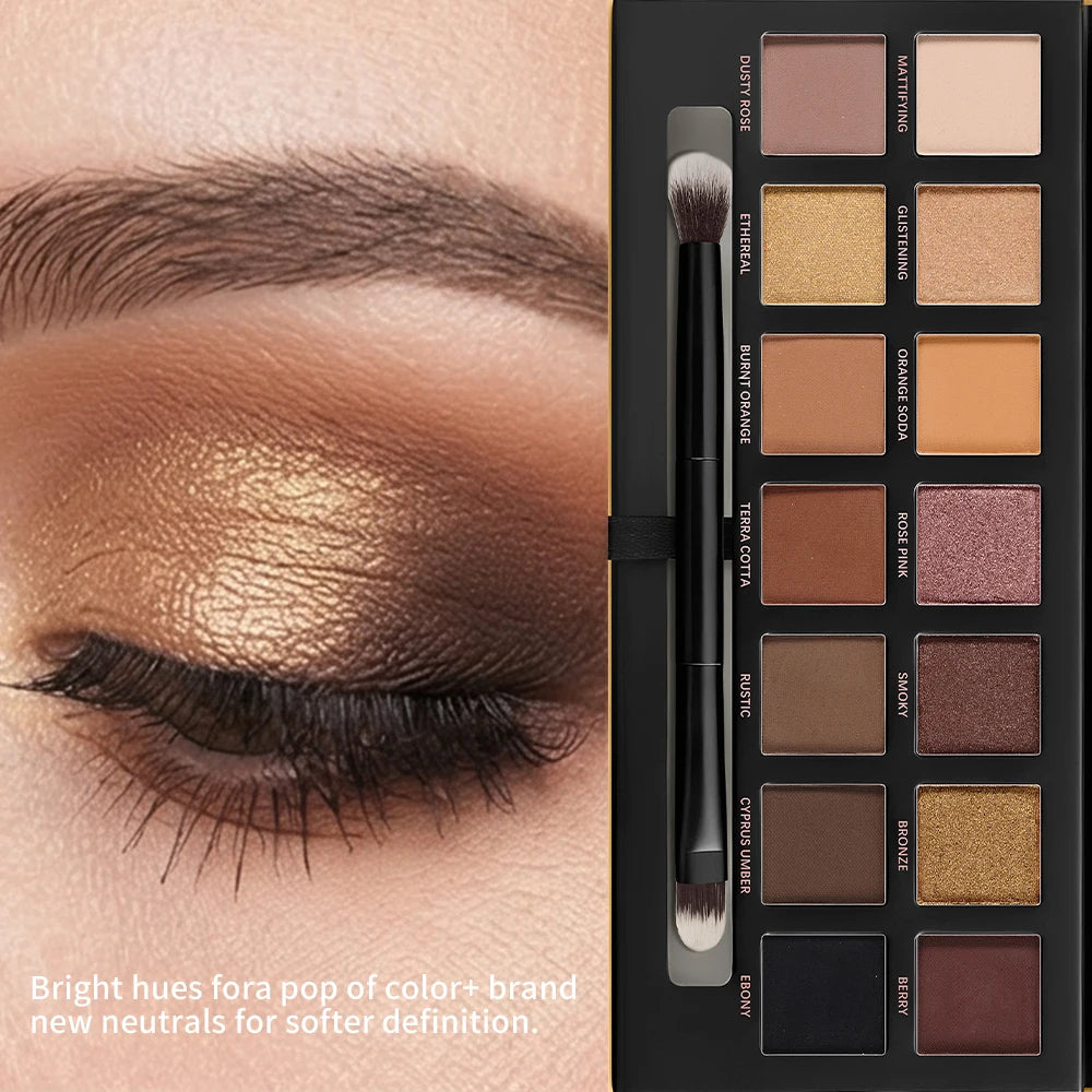 Soft Glow Eyeshadow Palette 14 Color Tones Natural Gentle Long lasting Eye Makeup Effect High Color Rendering Eyeshadow Palette Peaceful Pleasures Health and Wellness