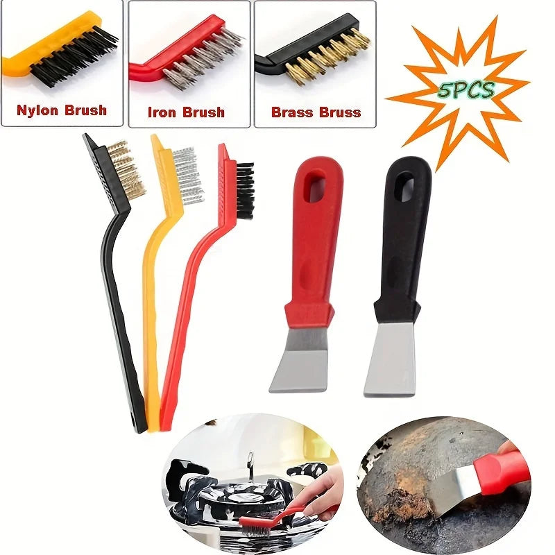5-Piece Kitchen Cleaning Brush & Scraper Set | Stove & Hood