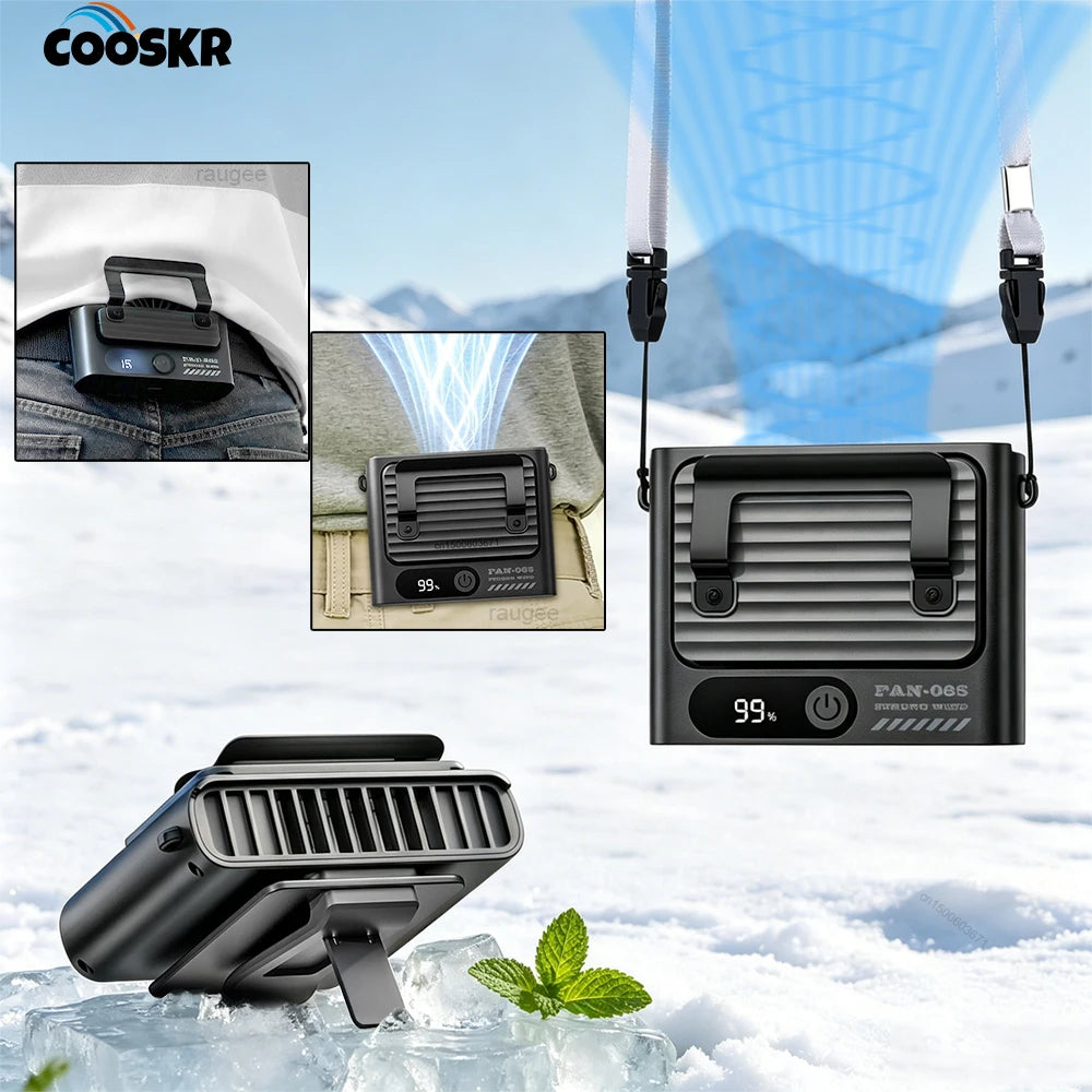Portable Waist Fan with Belt Clip Metal Fan Rechargeable Neck Hanging Fan for Outdoor Travel Camping Desk Fan Mini Handheld Fan Peaceful Pleasures Health and Wellness