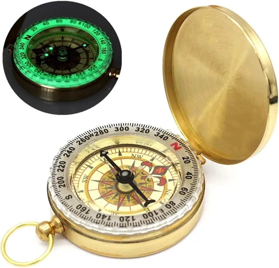 Camping Survival Compass for Hiking,Glow in The Dark Waterproof Vintage GearCompass for Hunting Outdoor Navigation Tool Peaceful Pleasures Health and Wellness