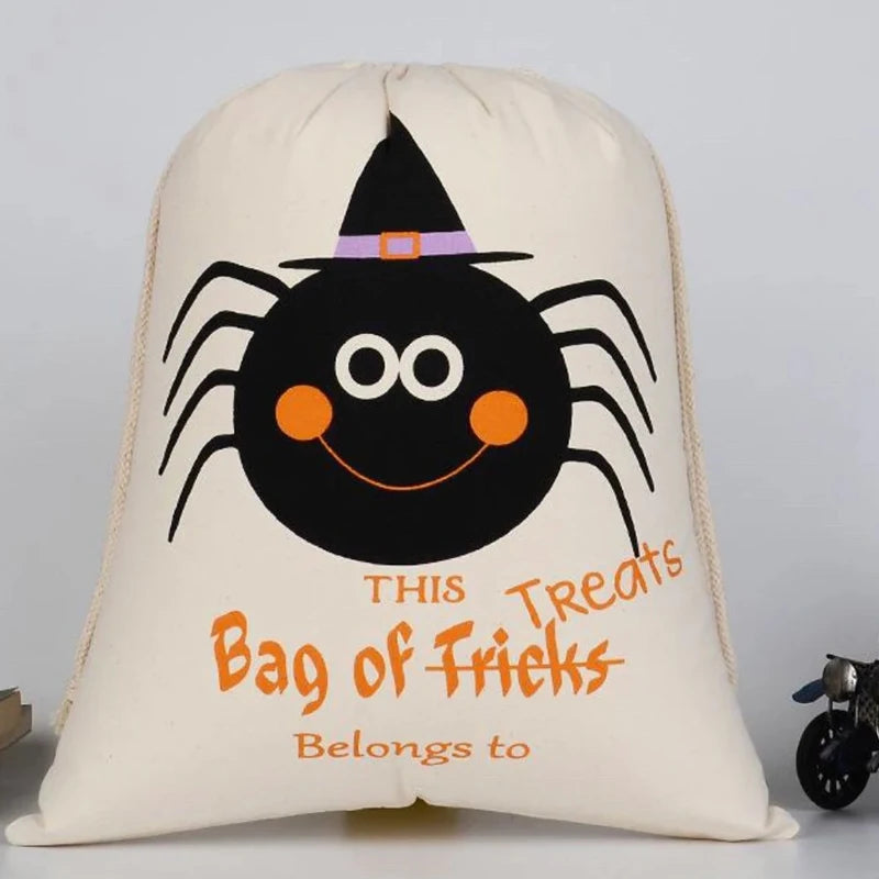 Personalized Halloween Drawstring Candy Bag | Pumpkin & Bats Halloween Candy Bag Peaceful Pleasures Health and Wellness