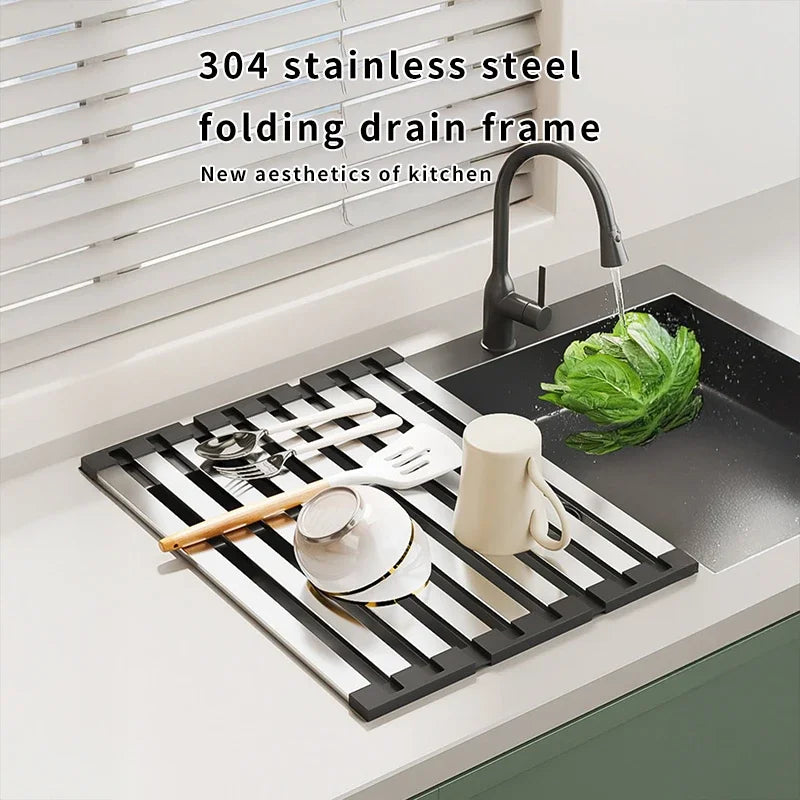 42X32.5cm Stainless Steel Collapsible Telescoping Sink Drain Rack for Chopsticks Dish Organizer Basket Kitchen Sink Storage Rack Peaceful Pleasures Health and Wellness