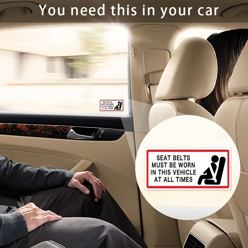 Pack of 6 100mmx50mm Remind Passengers To Wear Seat Belts Sign Stickers - Seat Belts Must Be Worn In This Vehicle Peaceful Pleasures Health and Wellness