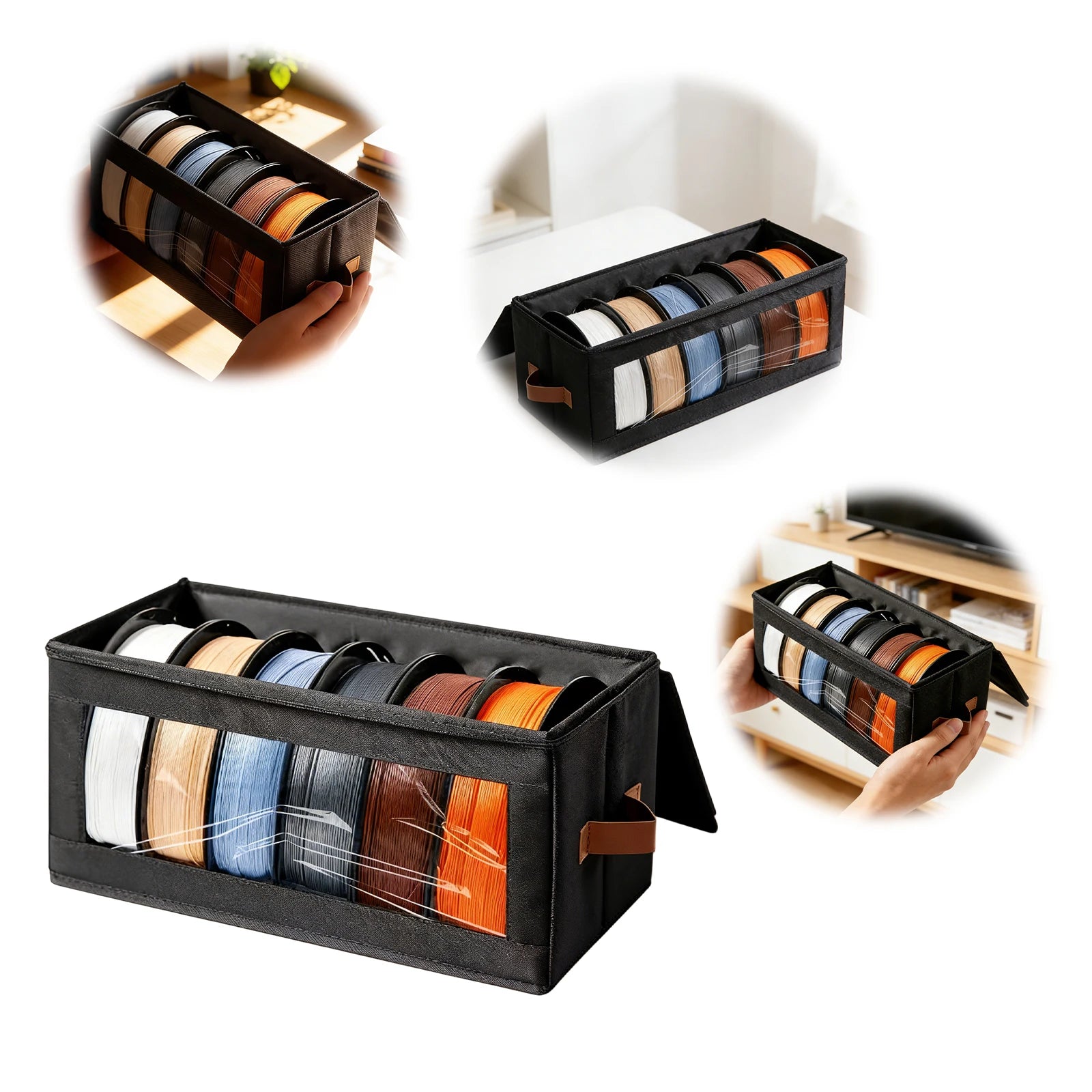3D Printer Filament Storage Bag Clear Window Foldable Dustproof Organizer for Spools Toys CD Storage Case 42x21x20.5CM Box Peaceful Pleasures Health and Wellness
