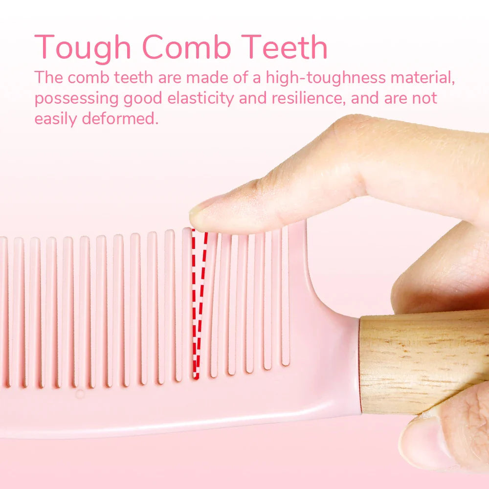 Wide-Tooth Detangling Comb with Oak Handle | All Hair Types