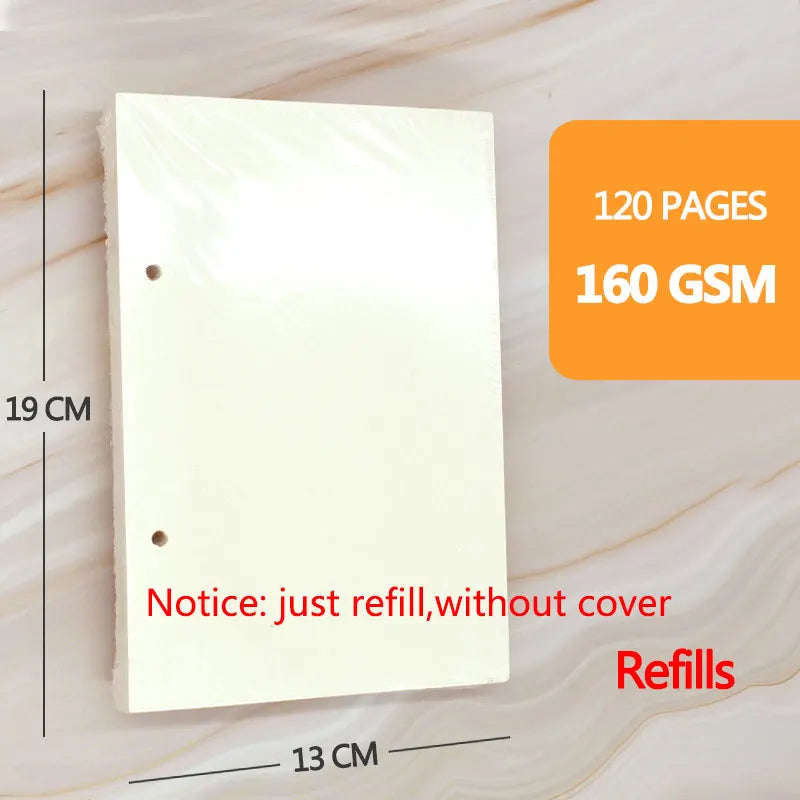 Retro Spiral Sketchbook Linen Hardcover 120 Pages 160GSM Refillable