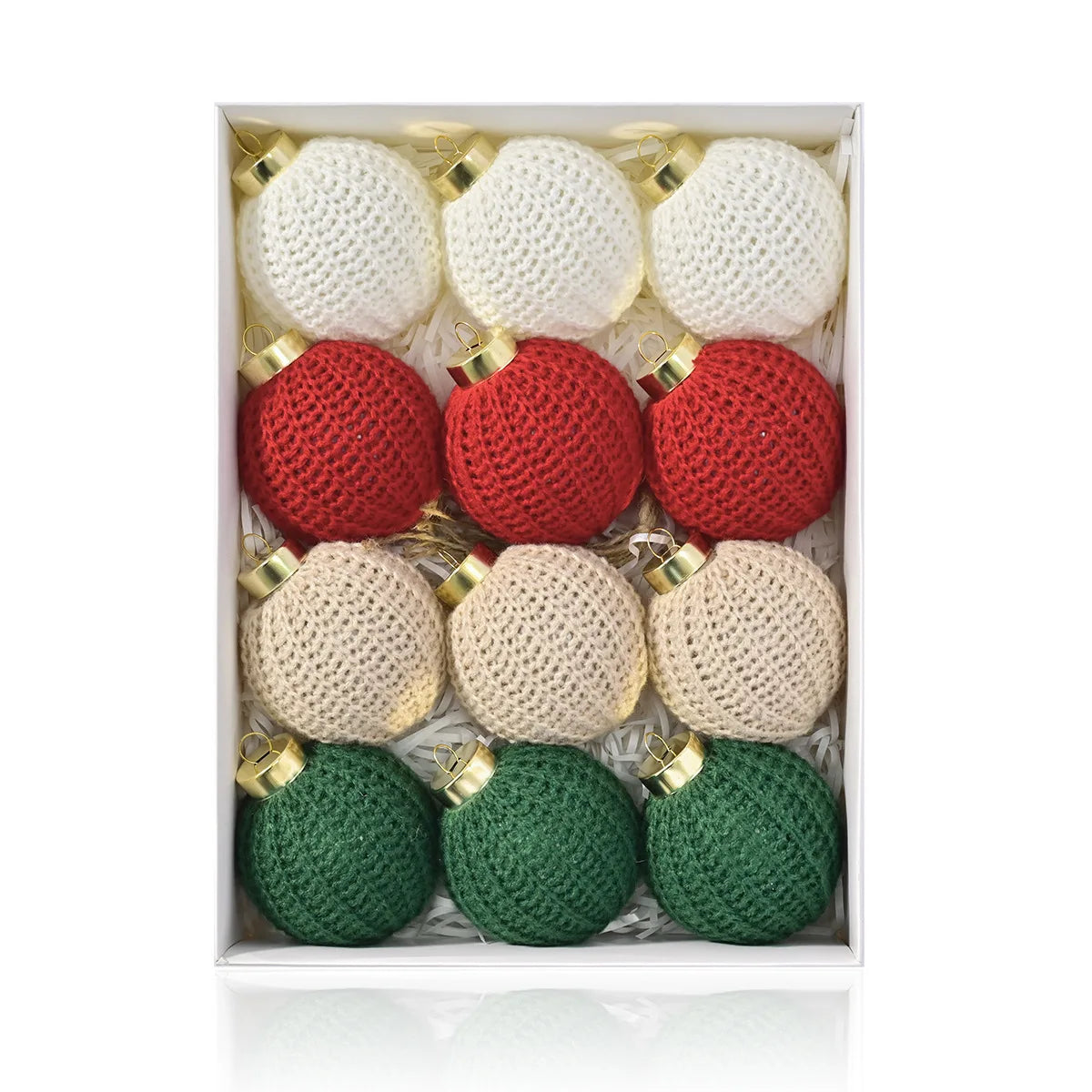 Boho Crochet Christmas Ball Ornaments – 12-Piece Yarn Set