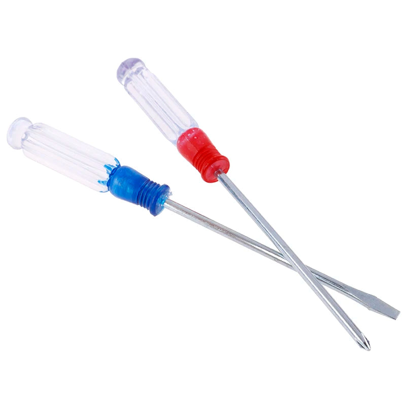 5Pcs 3 Inch Small Precision Flat-blade/Cross Screwdriver Red Blue Plastic Handle Screwdriver Home Repair Tools Set Peaceful Pleasures Health and Wellness