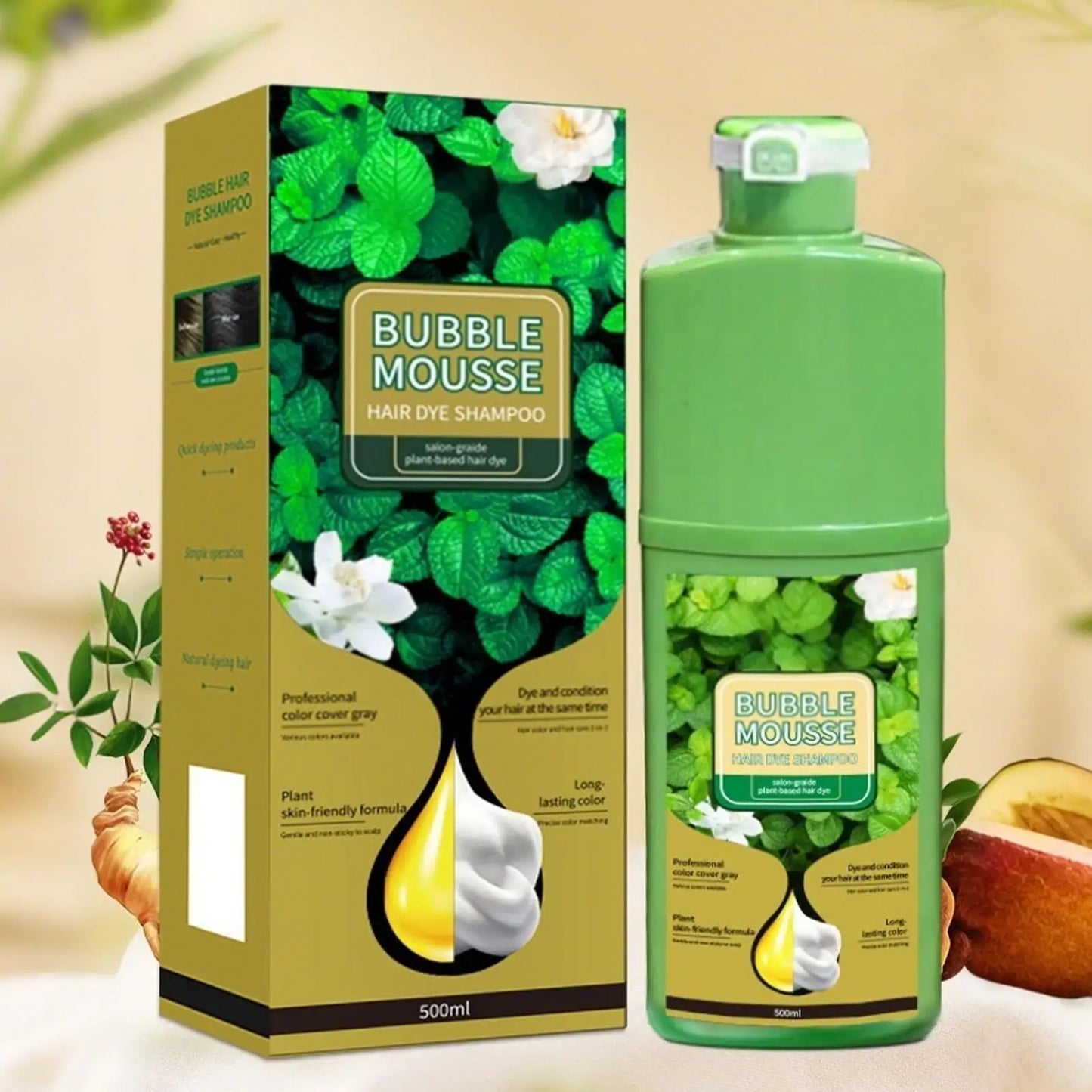 Natural Plant Herbal Hair Dye Shampoo – Cover Gray in 5 Min