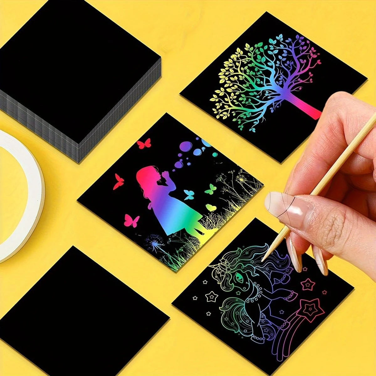 Bview Art Rainbow Scratch Paper Magic Drawing Notes 2 Stylus Xmas