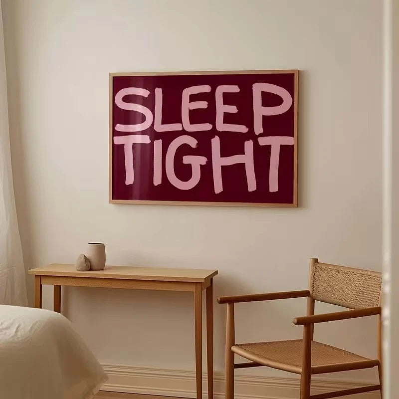Sleep Well Minimalist Canvas Wall Art Print | Bedroom Decor