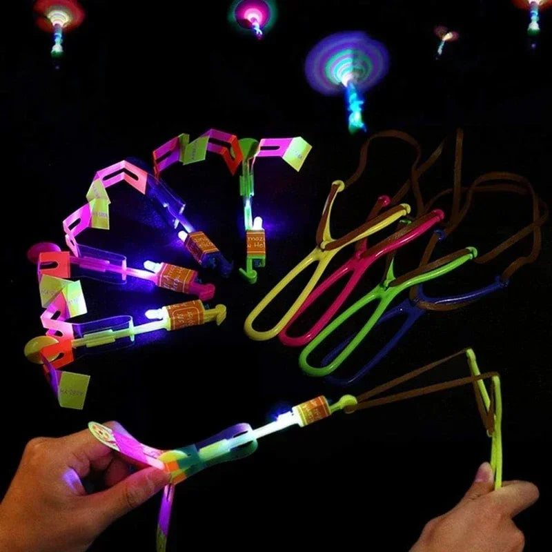 LED Arrow Rocket Helicopter Toy – Rubber Band Launcher