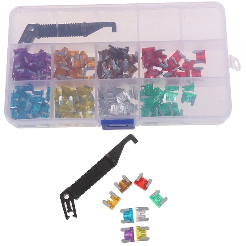 100-Piece Mini Blade Fuse Kit – Low Profile Car Fuses 3A–30A