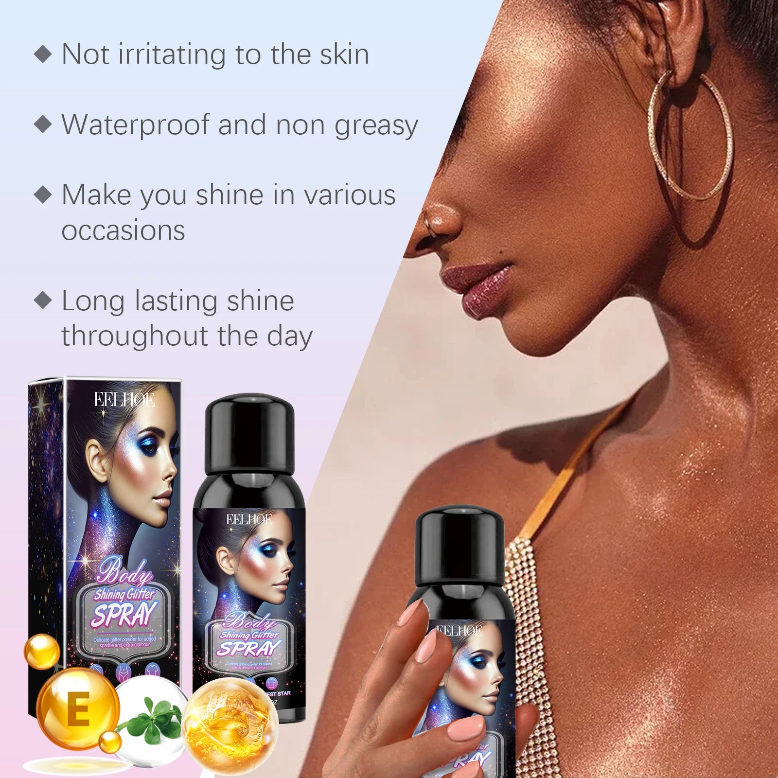 EELHOE Body Glitter Spray – Waterproof Shimmer 120ml Body Glitter Spray Peaceful Pleasures Health and Wellness